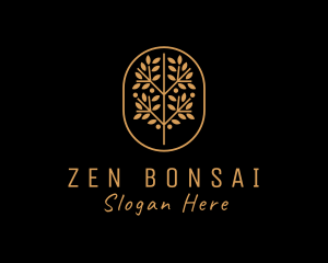 Gold Bonsai Plant  logo design