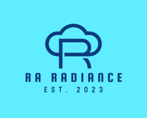 Blue Letter R Cloud  logo design