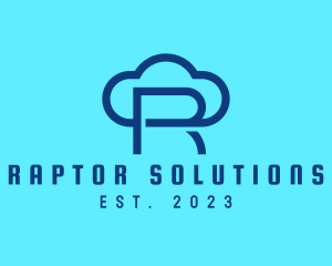 Blue Letter R Cloud  logo design