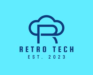 Blue Letter R Cloud  logo design