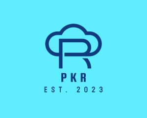 Symbol - Blue Letter R Cloud logo design