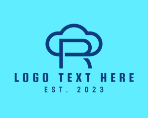 Symbol - Blue Letter R Cloud logo design