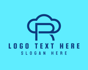 Blue Letter R Cloud  Logo