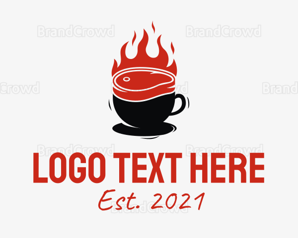 Flaming Steak Coffee Cup Logo