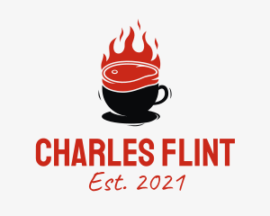 Blaze - Flaming Steak Coffee Cup logo design