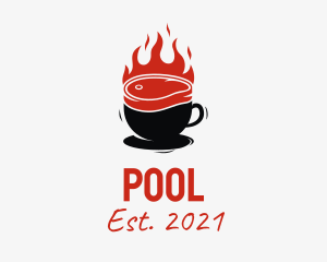 Blaze - Flaming Steak Coffee Cup logo design