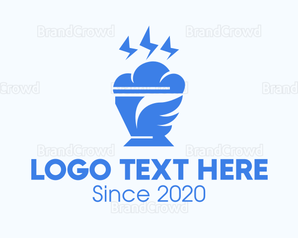 Blue Cloudy Ice Cream Logo