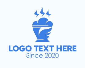 Frozen Yogurt - Blue Cloudy Ice Cream logo design