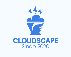 Blue Cloudy Ice Cream logo design