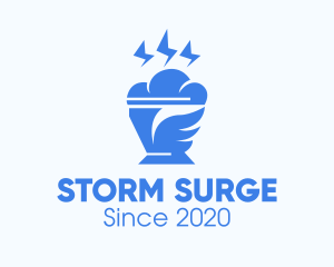 Thunderstorm - Blue Cloudy Ice Cream logo design