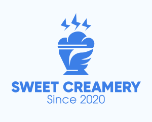 Blue Cloudy Ice Cream logo design