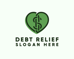 Debt - Heart Dollar Currency logo design