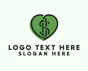 Pay - Heart Dollar Currency logo design