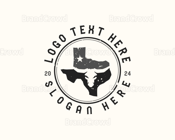 Bull Skull Texas Map Logo