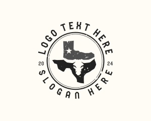 Austin - Bull Skull Texas Map logo design