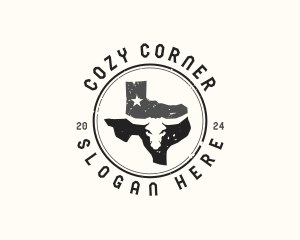 Place - Bull Skull Texas Map logo design