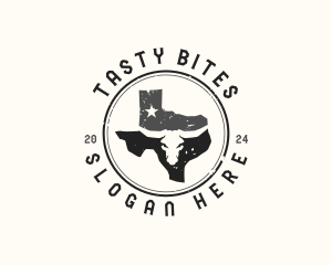 Place - Bull Skull Texas Map logo design