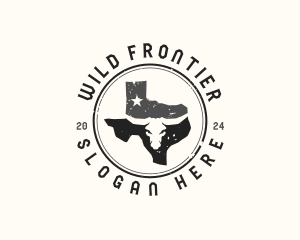 Rugged - Bull Skull Texas Map logo design