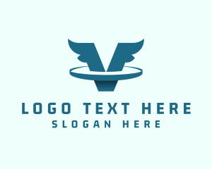 Courier Delivery Wings Letter V logo design