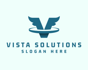 Courier Delivery Wings Letter V logo design