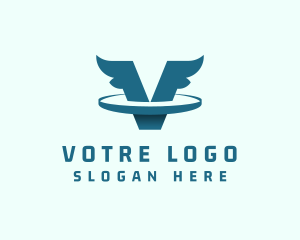 Courier Delivery Wings Letter V logo design