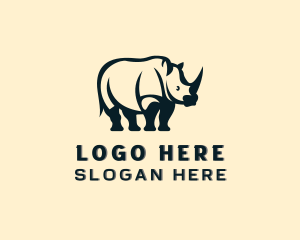 Snow Leopard - Wild Rhino Animal logo design