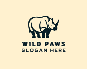 Wild Rhino Animal logo design