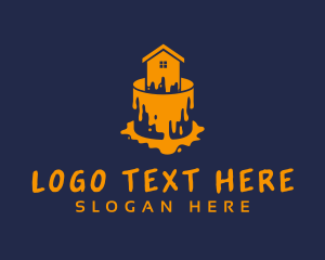 House Paint - Paint Bucket House logo design