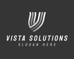 Modern Stripe Ribbon Letter V logo design