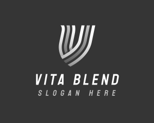 Modern Stripe Ribbon Letter V logo design