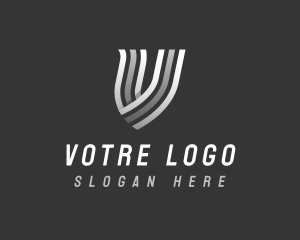 Modern Stripe Ribbon Letter V logo design