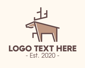 Brown - Brown Geometric Deer logo design