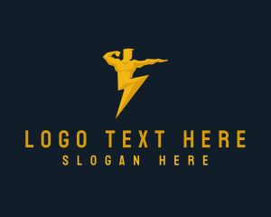 Bodybuilding - Human Lightning Bolt logo design