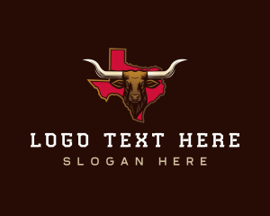 Map - Longhorn Bull Texas logo design