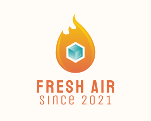 Heating Cooling Cube  logo design