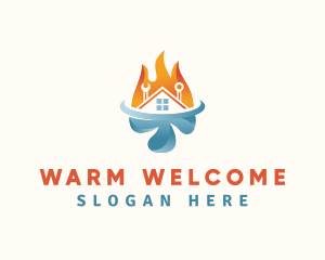 Home Temperature HVAC logo design