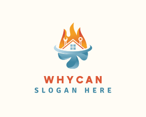 Flame - Home Temperature HVAC logo design