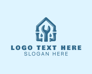House - Wrench Pipe House Plumbing logo design