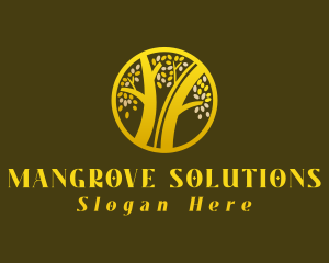 Mangrove - Gold Circle Tree logo design