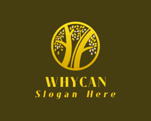 Metallic - Gold Circle Tree logo design