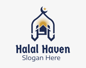 Halal - Muslim Church Landmark logo design