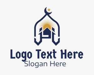 Golden - Muslim Church Landmark logo design