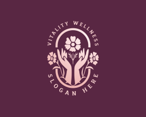 Flower Wellness Hands logo design