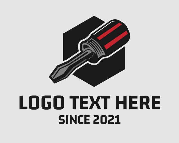 Flat - Hexagon Flat Screwdriver logo design