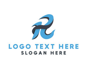 Professional - 3D Wave Letter R logo design