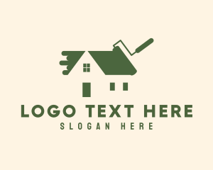Home Builder - Green Paint Roof logo design