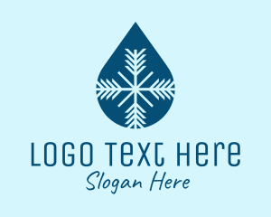 Frozen - Blue Snowflake Droplet logo design