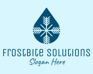 Freeze - Blue Snowflake Droplet logo design