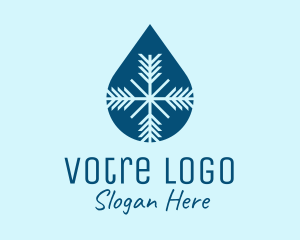 Winter - Blue Snowflake Droplet logo design