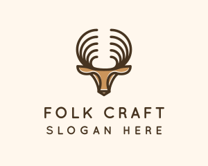 Folk - Deer Antlers Wild Forest logo design